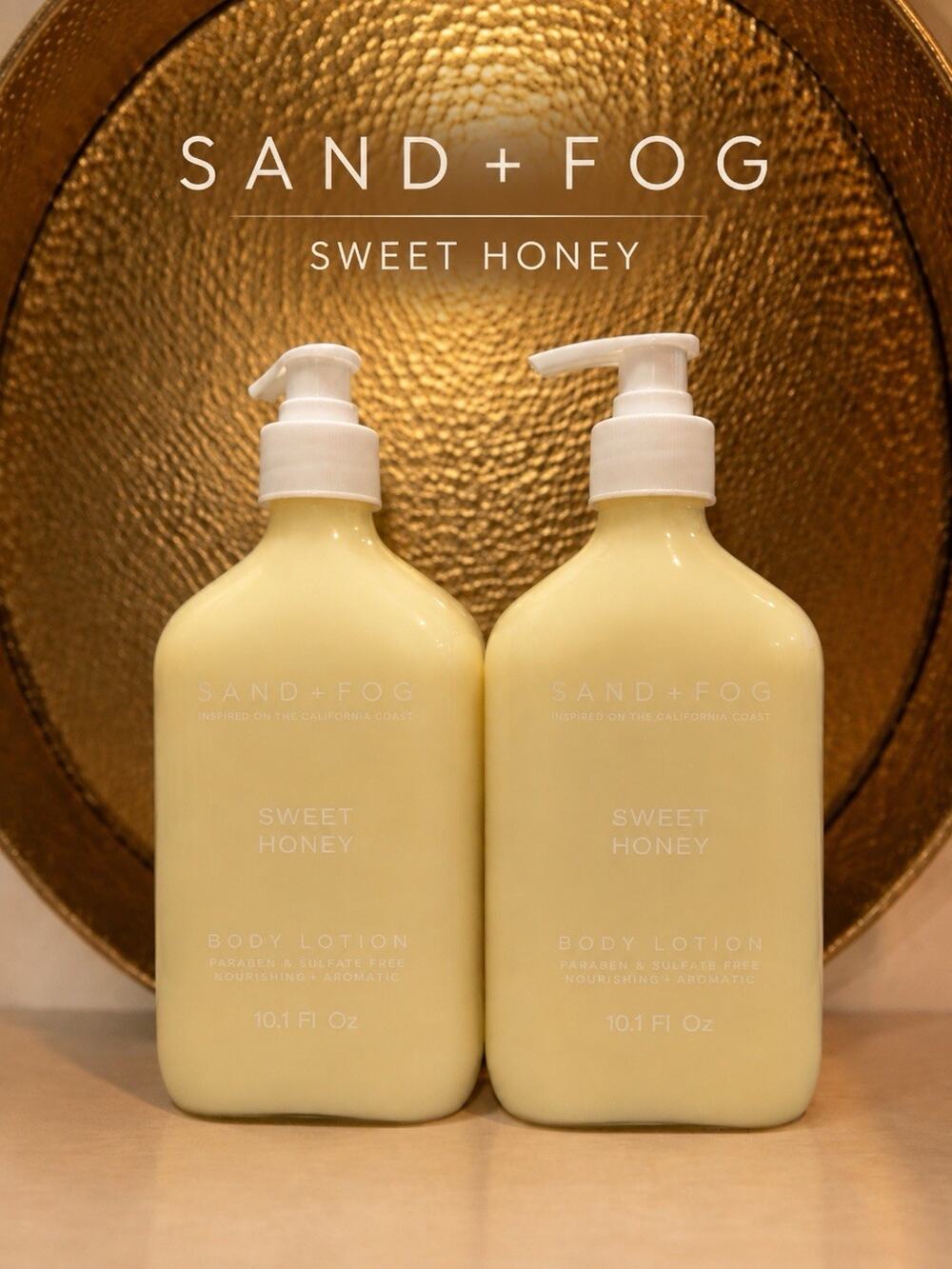 Sand + Fog Sweet Honey Body Lotion 10.1 oz Pump Bottles 2 Pack